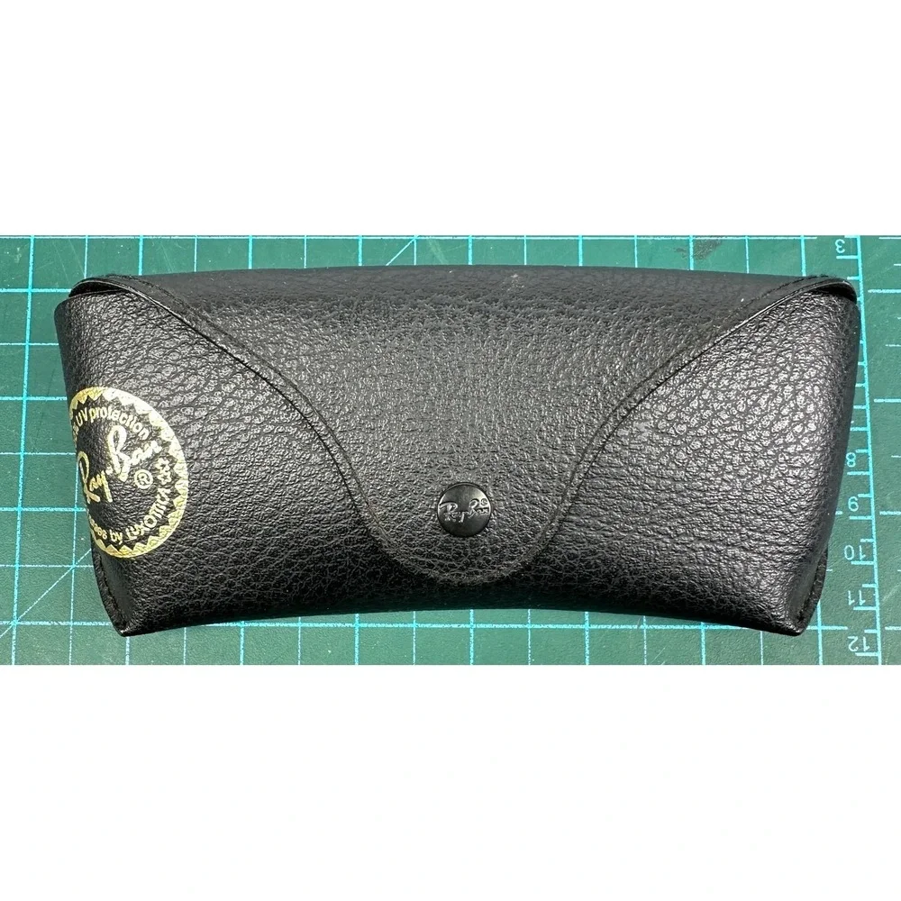 Ray-Ban Black Pebbled Leather Sunglasses Case Snap Close Luxottica Eyewear Case